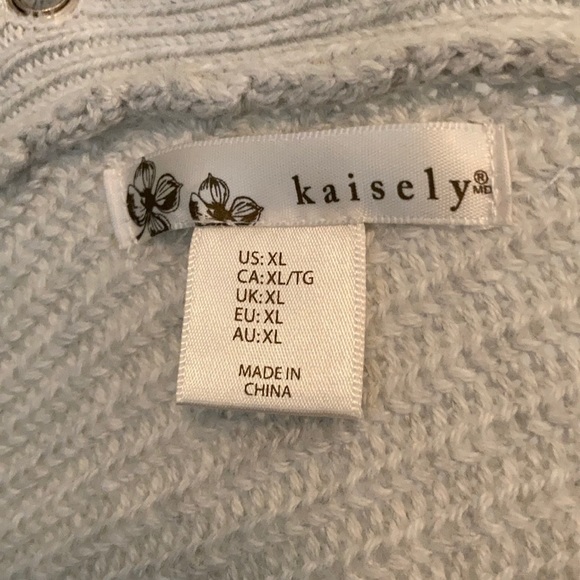 Corset Back Cardigan Sweater XL holidays gray cream - Picture 5 of 6